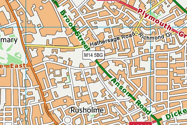 M14 5BG map - OS VectorMap District (Ordnance Survey)