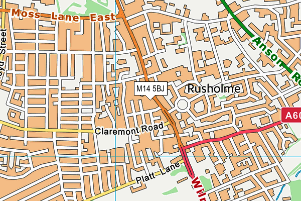 M14 5BJ map - OS VectorMap District (Ordnance Survey)