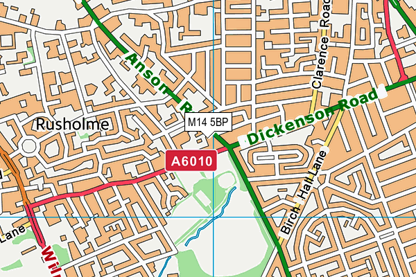 M14 5BP map - OS VectorMap District (Ordnance Survey)