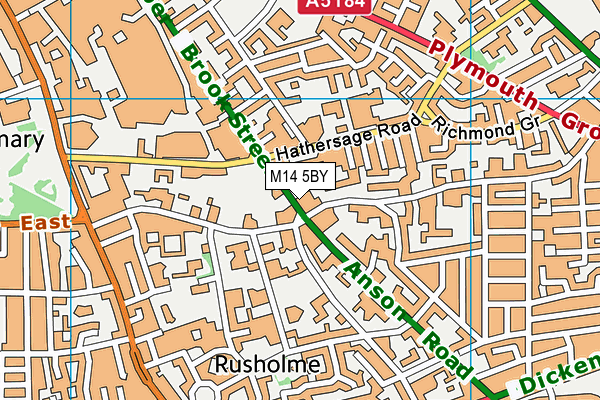 M14 5BY map - OS VectorMap District (Ordnance Survey)