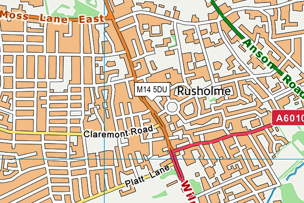 M14 5DU map - OS VectorMap District (Ordnance Survey)