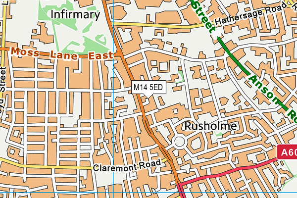 M14 5ED map - OS VectorMap District (Ordnance Survey)