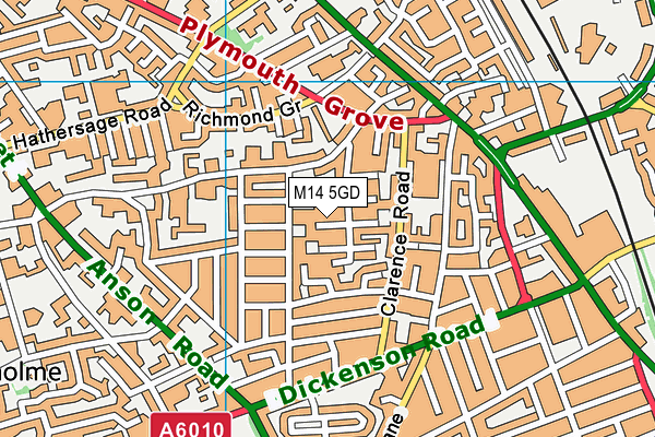 M14 5GD map - OS VectorMap District (Ordnance Survey)