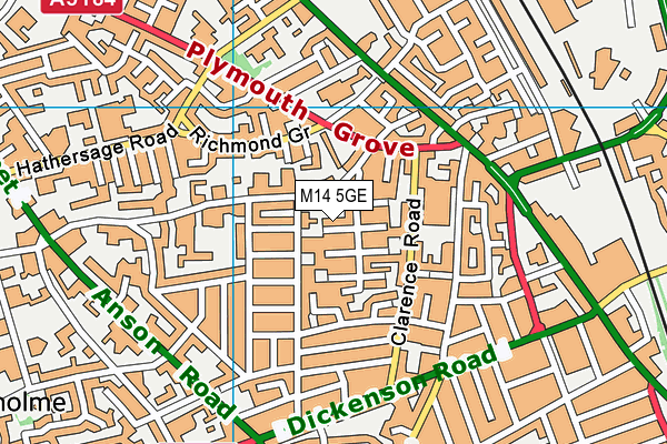 M14 5GE map - OS VectorMap District (Ordnance Survey)