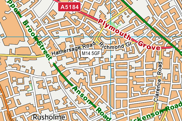 M14 5GF map - OS VectorMap District (Ordnance Survey)