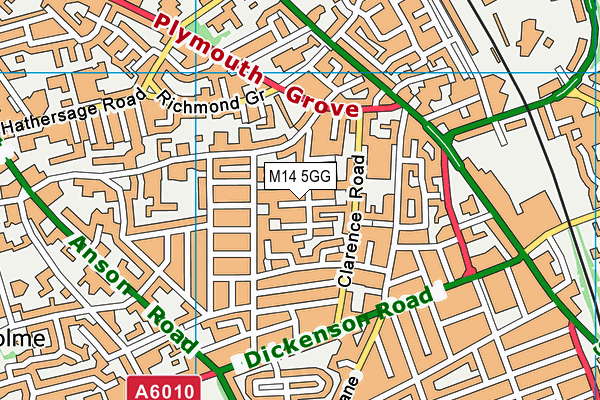 M14 5GG map - OS VectorMap District (Ordnance Survey)