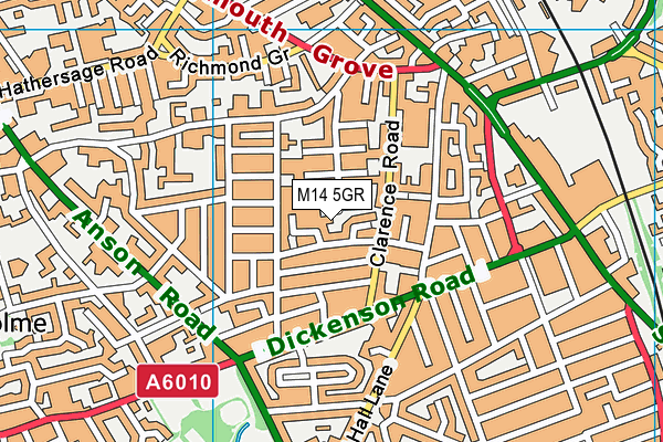 M14 5GR map - OS VectorMap District (Ordnance Survey)