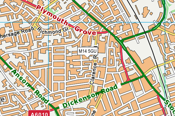 M14 5GU map - OS VectorMap District (Ordnance Survey)