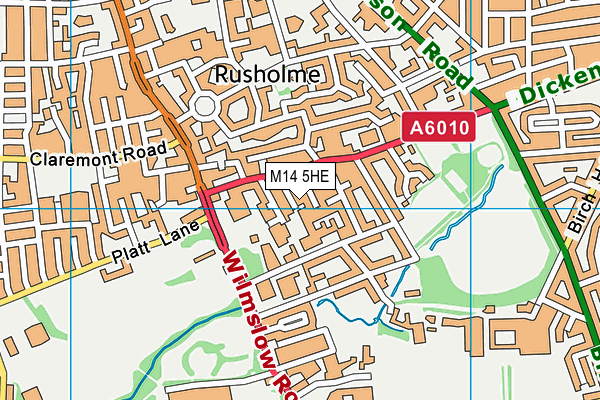 M14 5HE map - OS VectorMap District (Ordnance Survey)