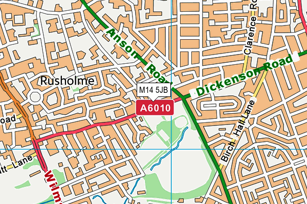 M14 5JB map - OS VectorMap District (Ordnance Survey)