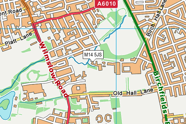 M14 5JS map - OS VectorMap District (Ordnance Survey)