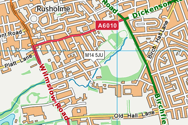 Birchfields Park map (M14 5JU) - OS VectorMap District (Ordnance Survey)