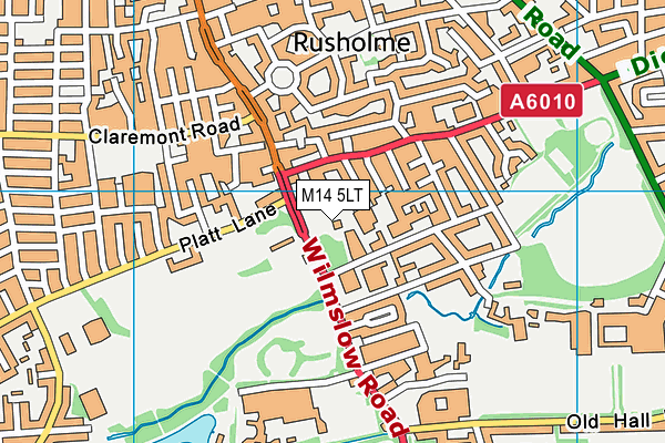 M14 5LT map - OS VectorMap District (Ordnance Survey)