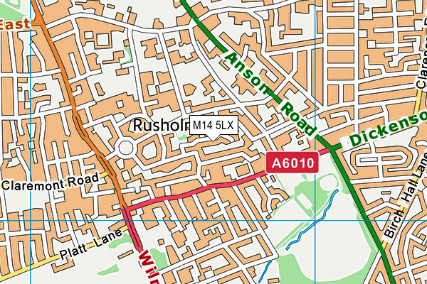 M14 5LX map - OS VectorMap District (Ordnance Survey)