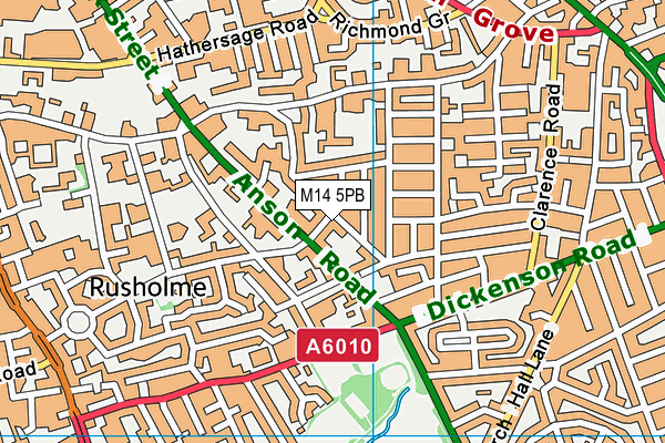 M14 5PB map - OS VectorMap District (Ordnance Survey)