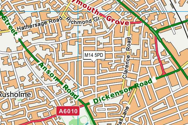 M14 5PD map - OS VectorMap District (Ordnance Survey)