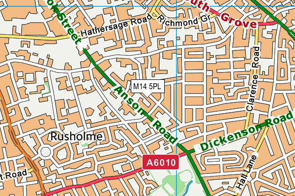 M14 5PL map - OS VectorMap District (Ordnance Survey)