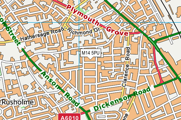 M14 5PU map - OS VectorMap District (Ordnance Survey)