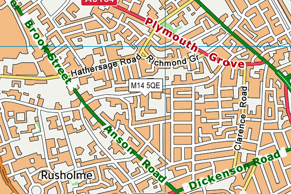 M14 5QE map - OS VectorMap District (Ordnance Survey)