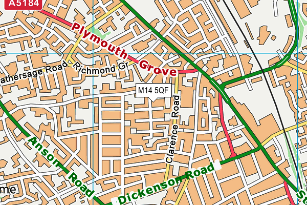 M14 5QF map - OS VectorMap District (Ordnance Survey)