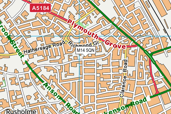 M14 5QN map - OS VectorMap District (Ordnance Survey)