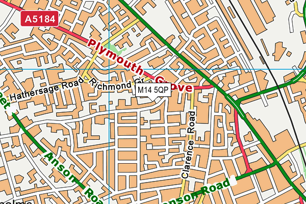 M14 5QP map - OS VectorMap District (Ordnance Survey)