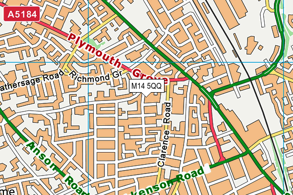 M14 5QQ map - OS VectorMap District (Ordnance Survey)