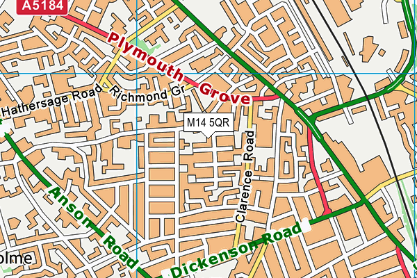 M14 5QR map - OS VectorMap District (Ordnance Survey)