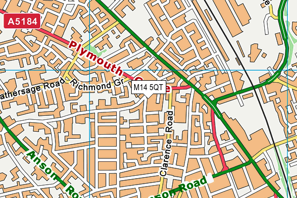 M14 5QT map - OS VectorMap District (Ordnance Survey)