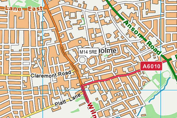 M14 5RE map - OS VectorMap District (Ordnance Survey)