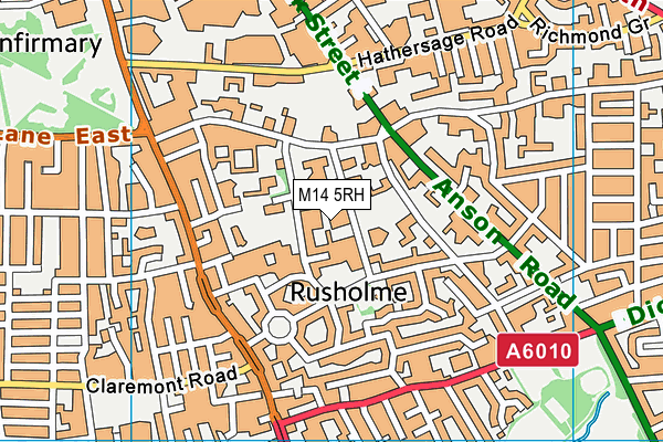 M14 5RH map - OS VectorMap District (Ordnance Survey)