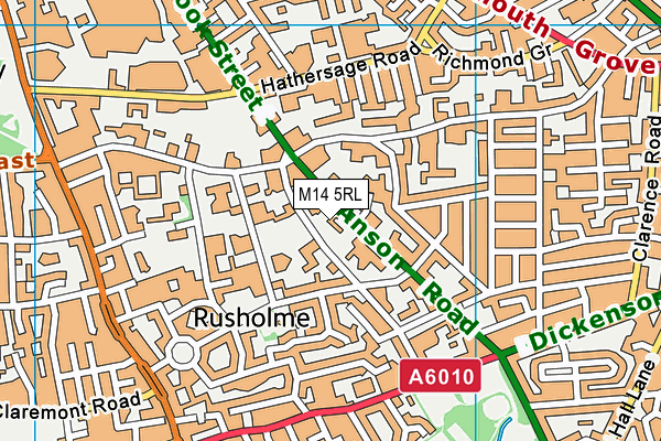 M14 5RL map - OS VectorMap District (Ordnance Survey)