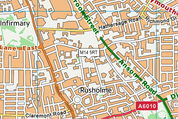 M14 5RT map - OS VectorMap District (Ordnance Survey)