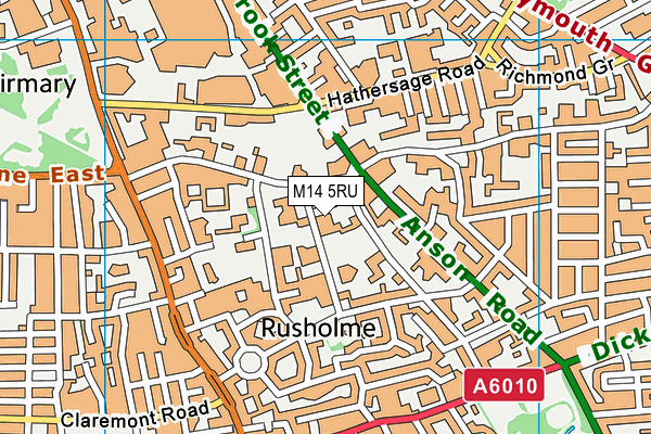 M14 5RU map - OS VectorMap District (Ordnance Survey)