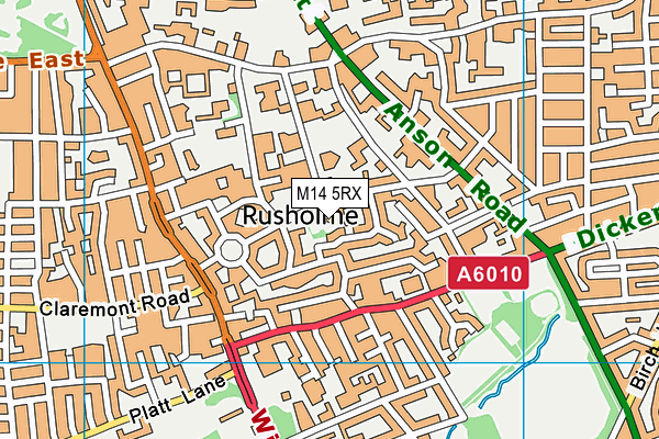 M14 5RX map - OS VectorMap District (Ordnance Survey)