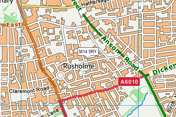 M14 5RY map - OS VectorMap District (Ordnance Survey)