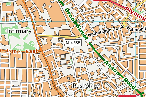 M14 5SE map - OS VectorMap District (Ordnance Survey)