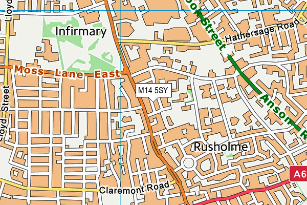 M14 5SY map - OS VectorMap District (Ordnance Survey)