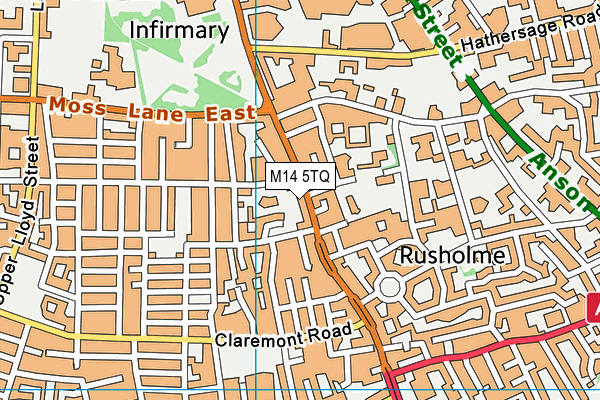 M14 5TQ map - OS VectorMap District (Ordnance Survey)