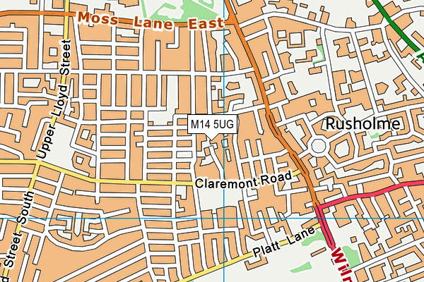 M14 5UG map - OS VectorMap District (Ordnance Survey)