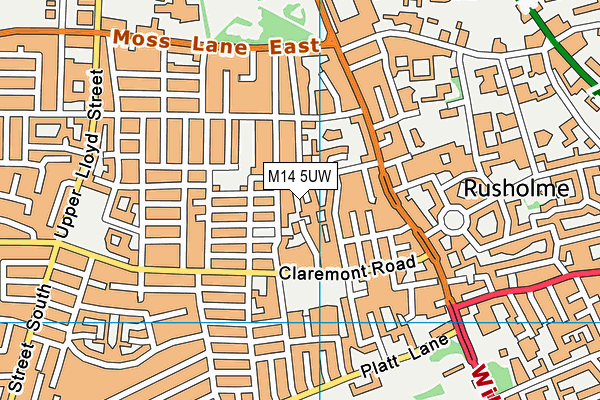 M14 5UW map - OS VectorMap District (Ordnance Survey)