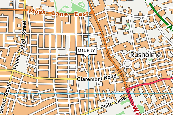 M14 5UY map - OS VectorMap District (Ordnance Survey)