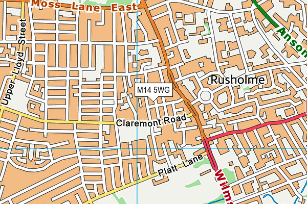 M14 5WG map - OS VectorMap District (Ordnance Survey)