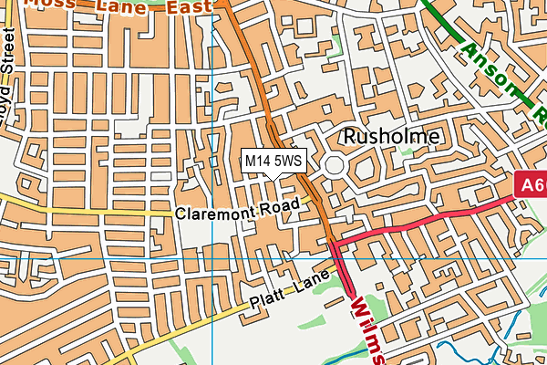 M14 5WS map - OS VectorMap District (Ordnance Survey)