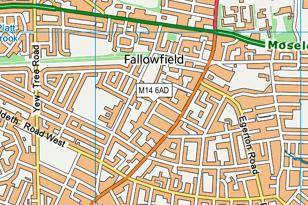 M14 6AD map - OS VectorMap District (Ordnance Survey)