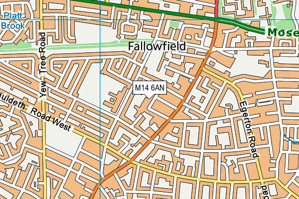 M14 6AN map - OS VectorMap District (Ordnance Survey)