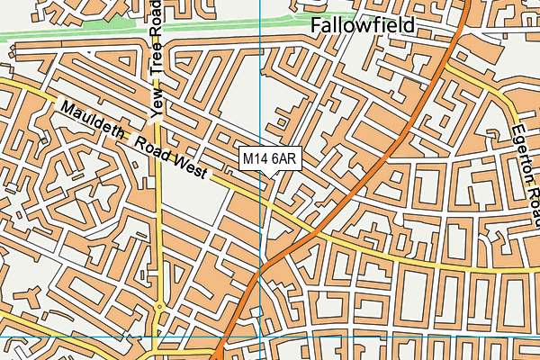 M14 6AR map - OS VectorMap District (Ordnance Survey)