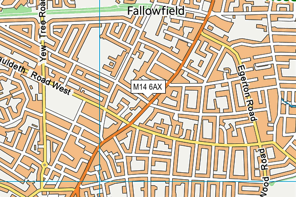 M14 6AX map - OS VectorMap District (Ordnance Survey)