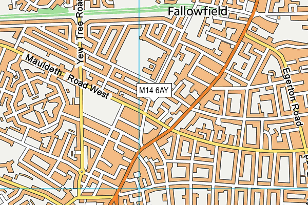 M14 6AY map - OS VectorMap District (Ordnance Survey)