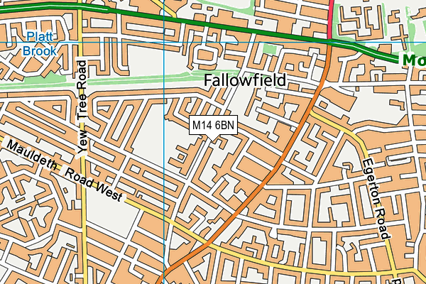 Fallowfields Lawn Tennis Club map (M14 6BN) - OS VectorMap District (Ordnance Survey)